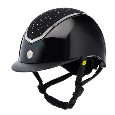 Image of Charles Owen EQX Kylo 2025 Riding Hat Black Gloss/Chrome With Mips