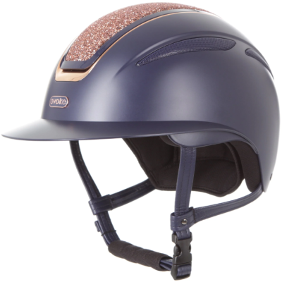 Image of Evoke Callisto Wide Peak Navy Rose Gold Crystal