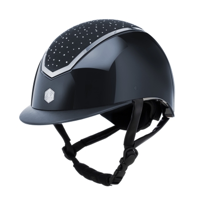 Image of Charles Owen EQX Kylo 2025 Riding Hat Navy Gloss/Silver
