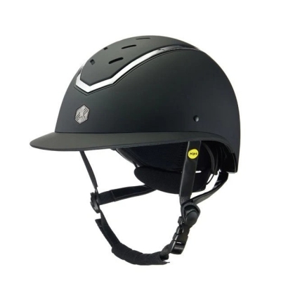 Image of Charles Owen EQX Kylo 2025 Riding Hat Black Matte/Black gloss Wide Peak With MIPS